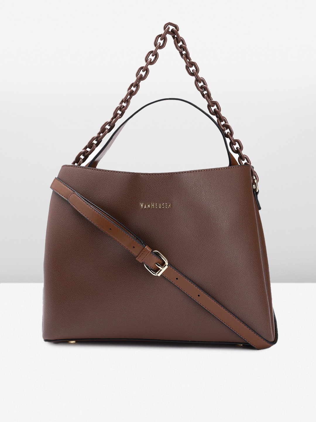 

Van Heusen Solid PU Structured Handheld Bag, Brown