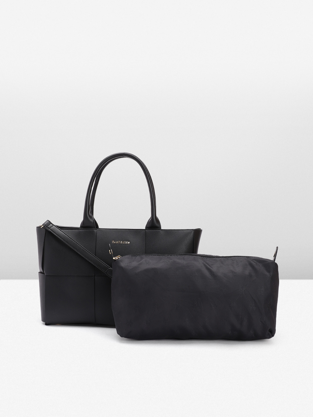 

Van Heusen Textured Handheld Bag, Black