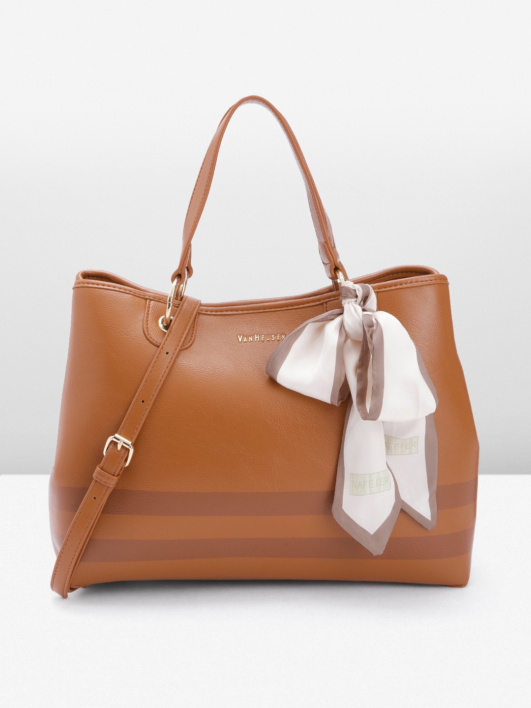 

Van Heusen Striped Structured Handheld Bag, Brown