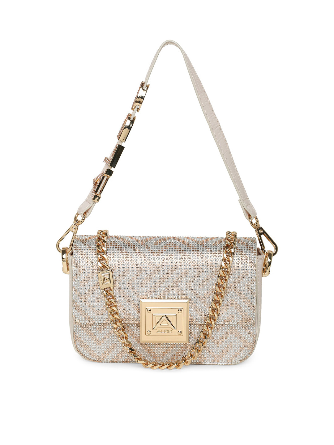 

ALDO Embellished Structured Shoulder Bag with Quilted, Pink