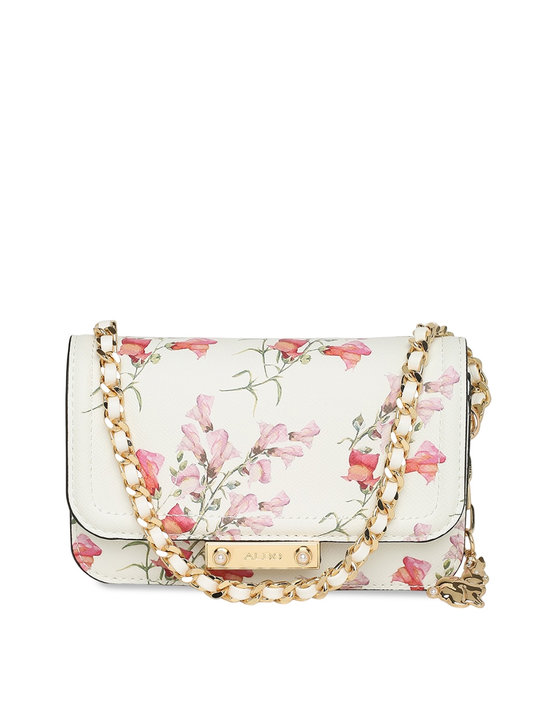 

ALDO Floral Printed Structured Sling Bag, White