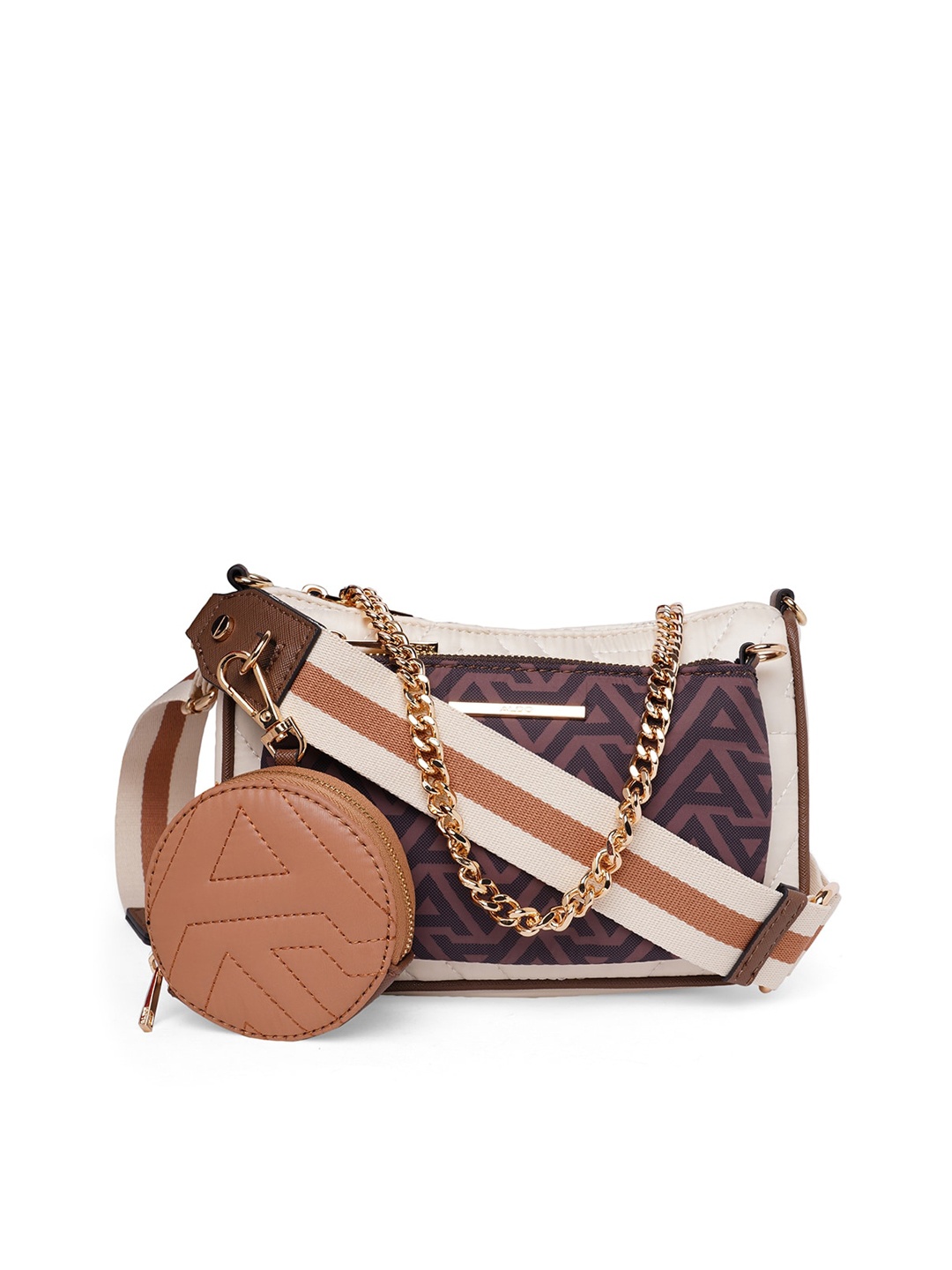 

ALDO Geometric PU Swagger Sling Bag, Brown