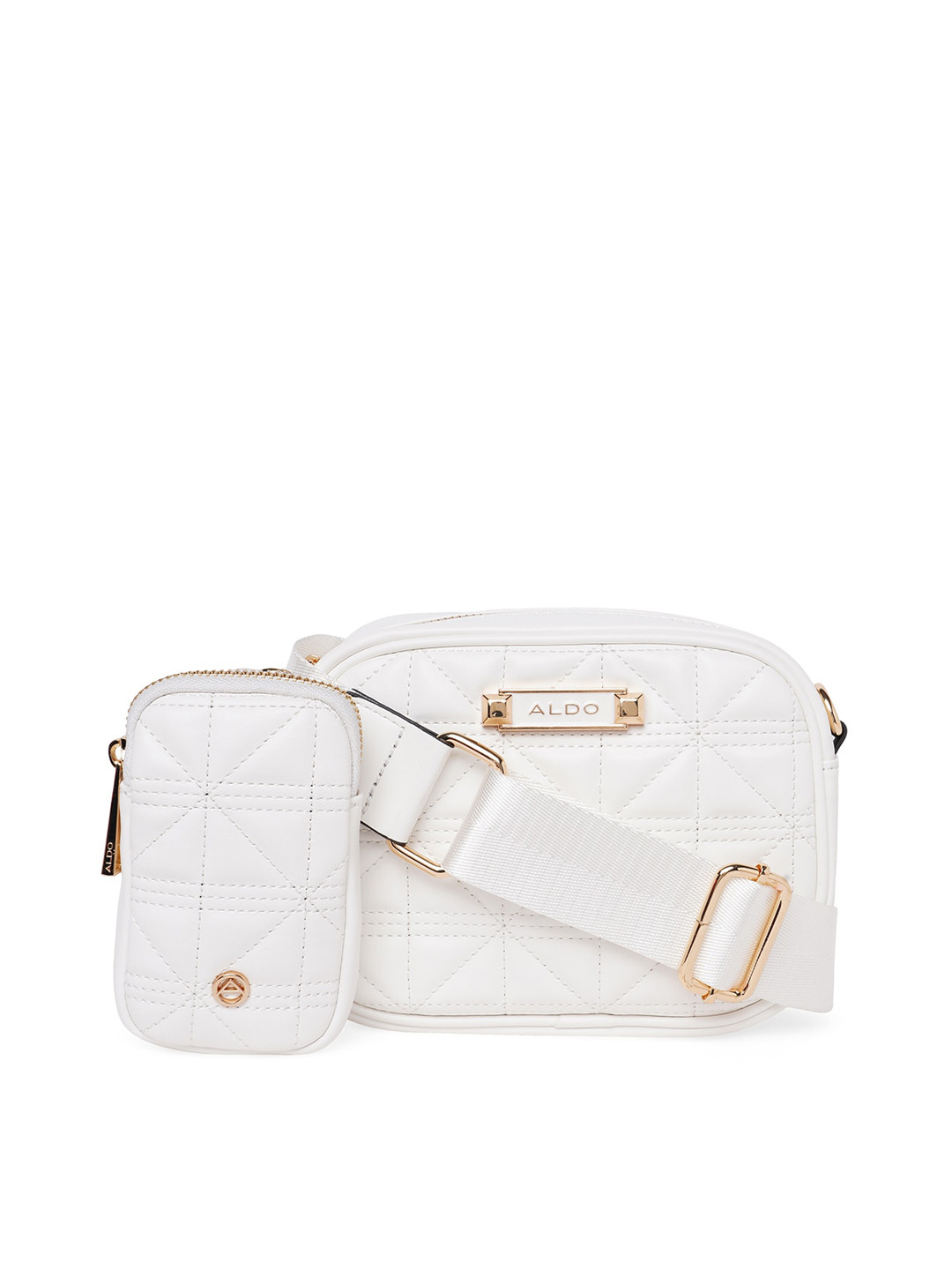 

ALDO Textured Structured Sling Bag with Quilted, White