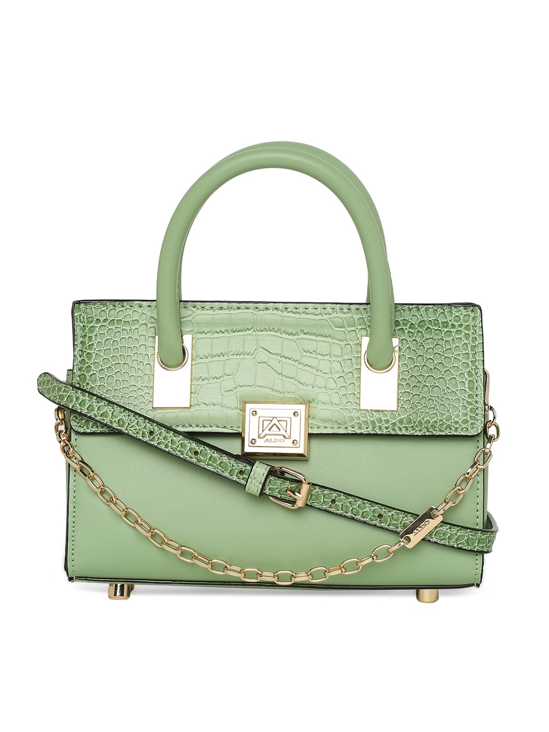 

ALDO Green Textured Structured Handheld Bag