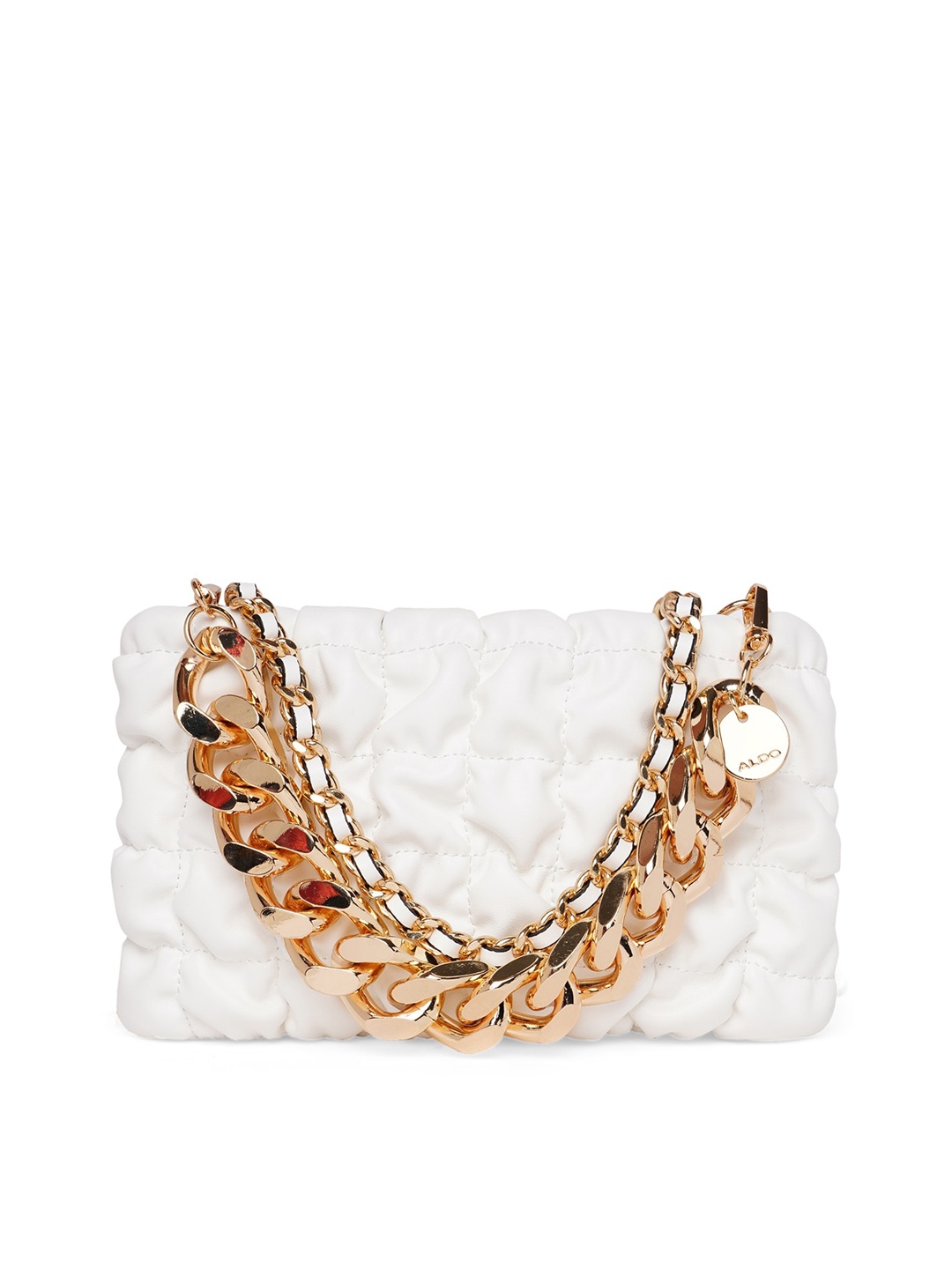 

ALDO Embellished Structured Handheld Bag with Quilted, White