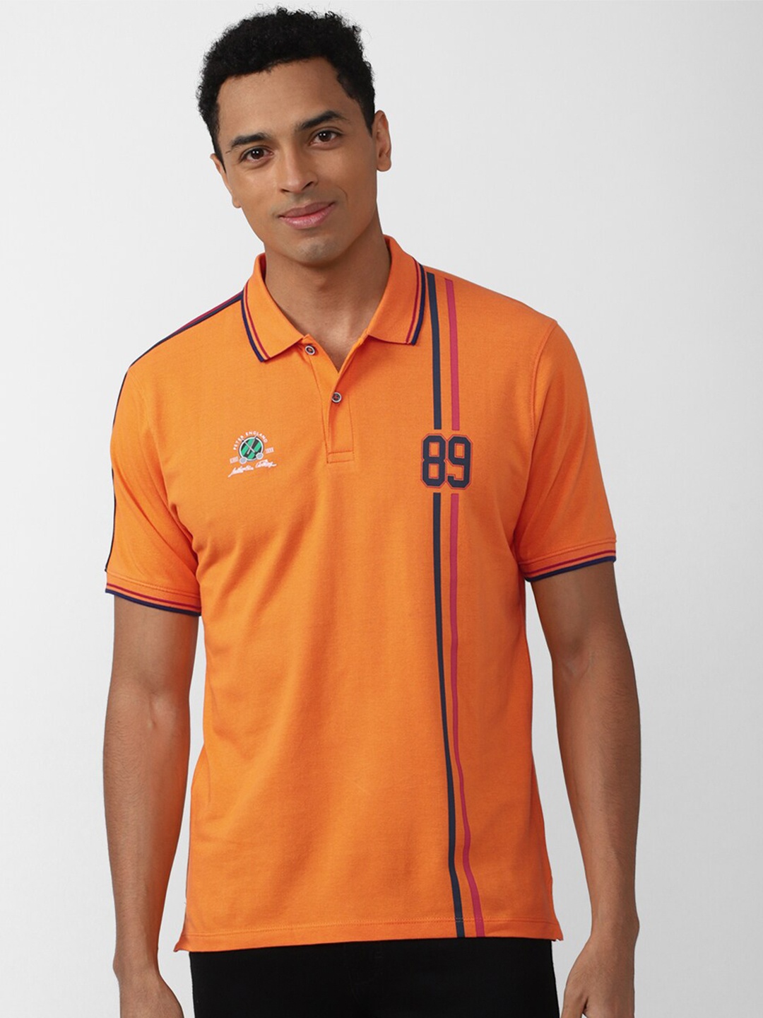 

Peter England Casuals Men Polo Collar Cotton T-shirt, Orange