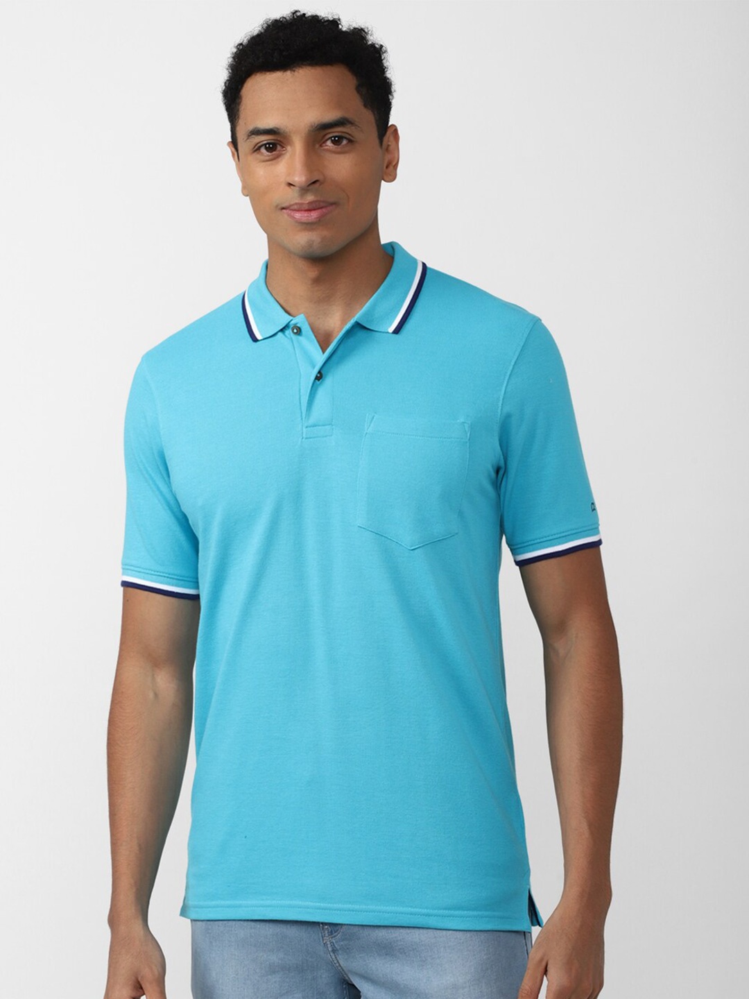 

Peter England Casuals Men Polo Collar T-shirt, Blue