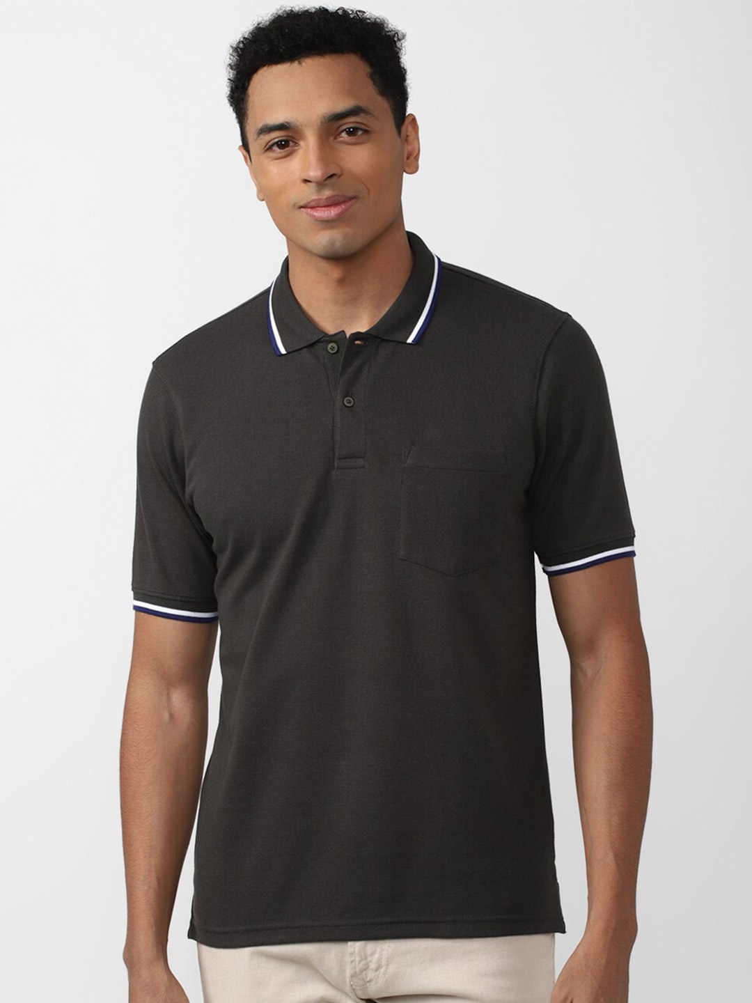 

Peter England Casuals Men Polo Collar T-shirt, Charcoal