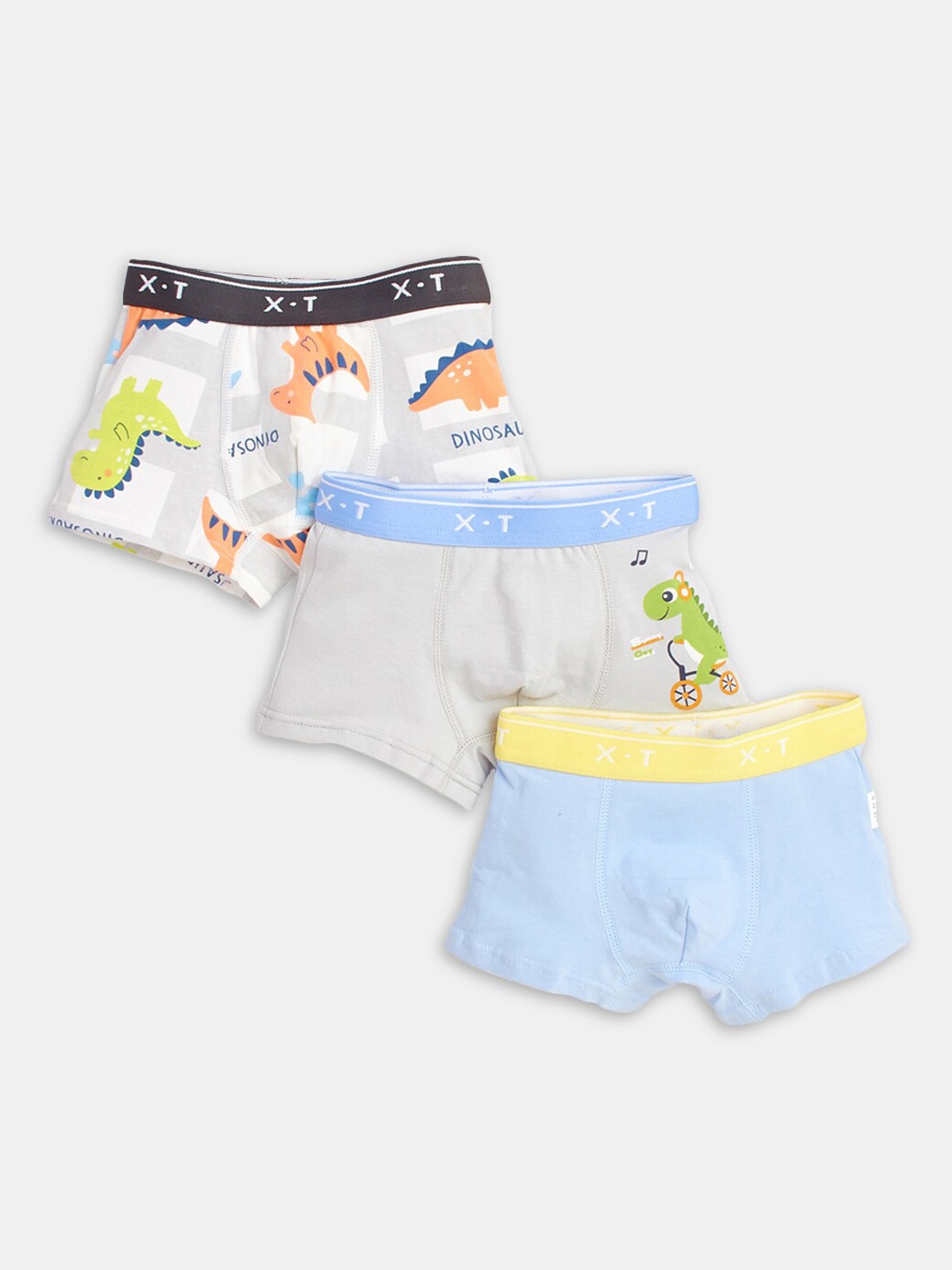 

Hopscotch Boys Pack Of 3 Printed Mid Rise Boxer Style Briefs, Grey
