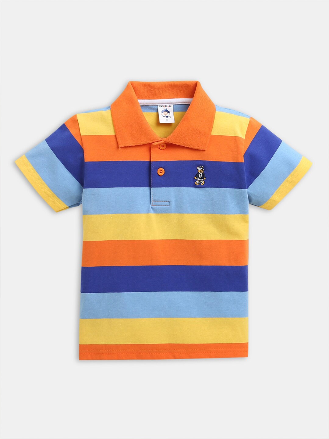 

Hopscotch Boys Striped Polo Collar T-shirt, Orange