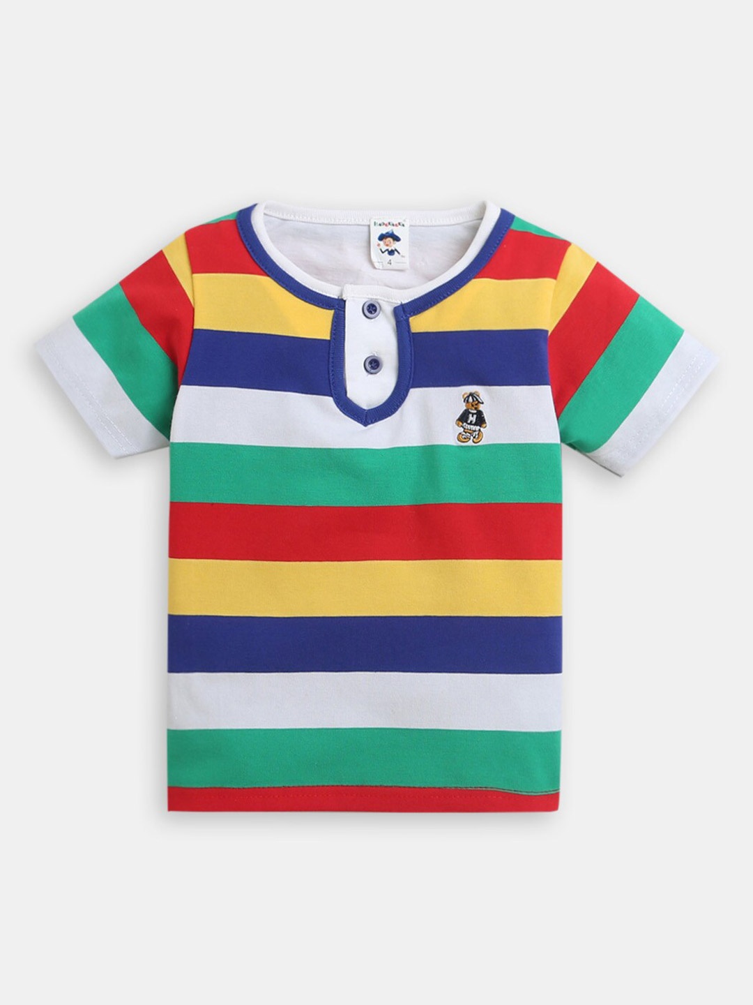 

Hopscotch Boys Round Neck Striped T-shirt, Multi