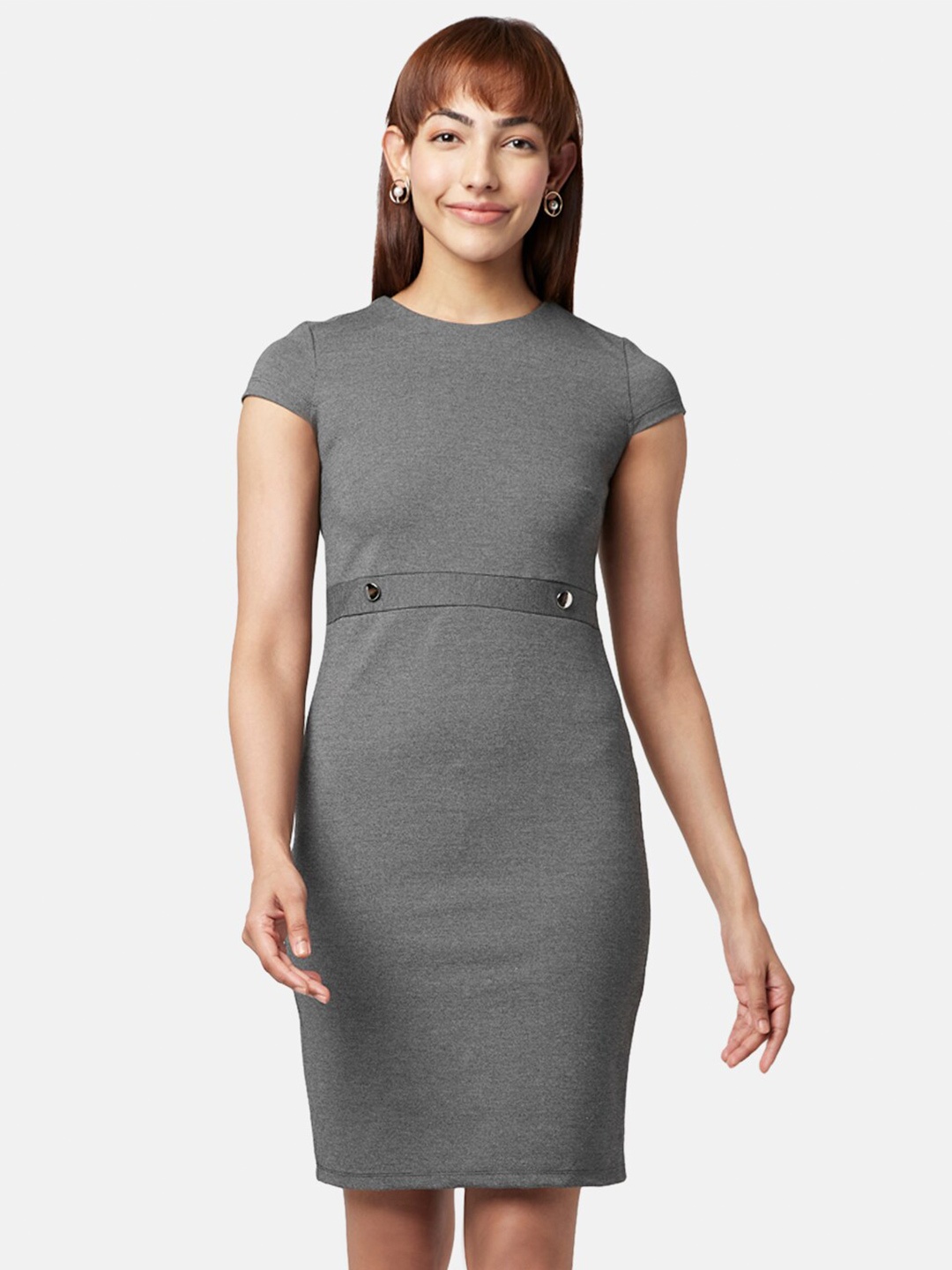 

Annabelle by Pantaloons Cap Sleeve Formal Sheath Dress, Grey