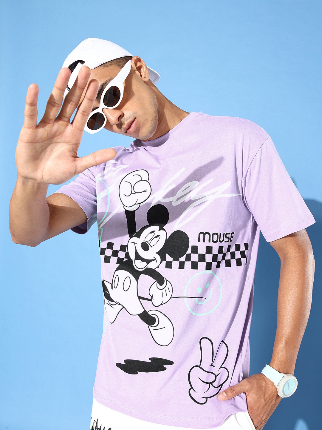 

Kook N Keech Disney Mickey Mouse Printed Drop-Shoulder Sleeves Pure Cotton T-shirt, Lavender