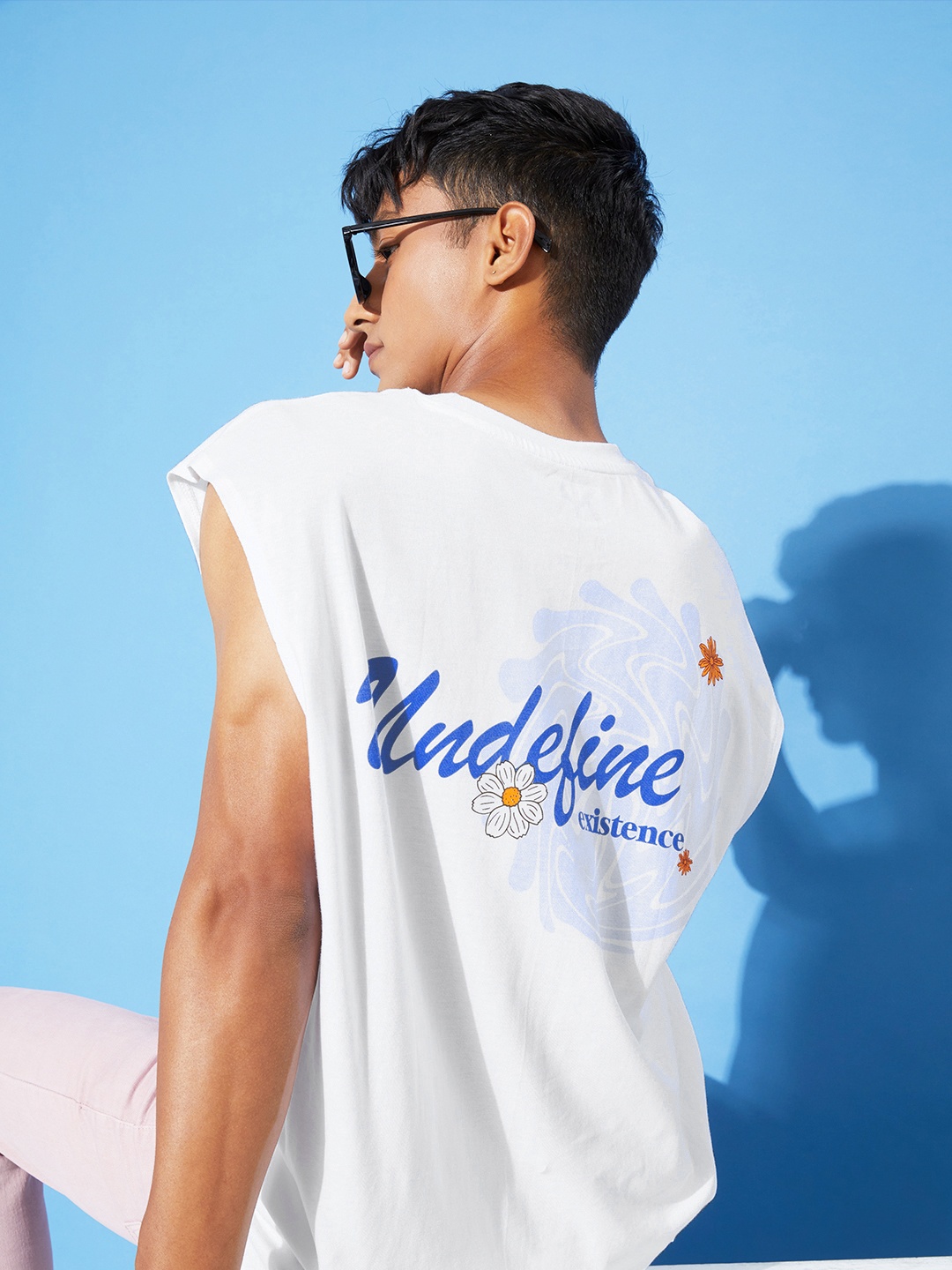 

Kook N Keech Typography Printed d Pure Cotton Sleeveless Oversize T-shirt, White