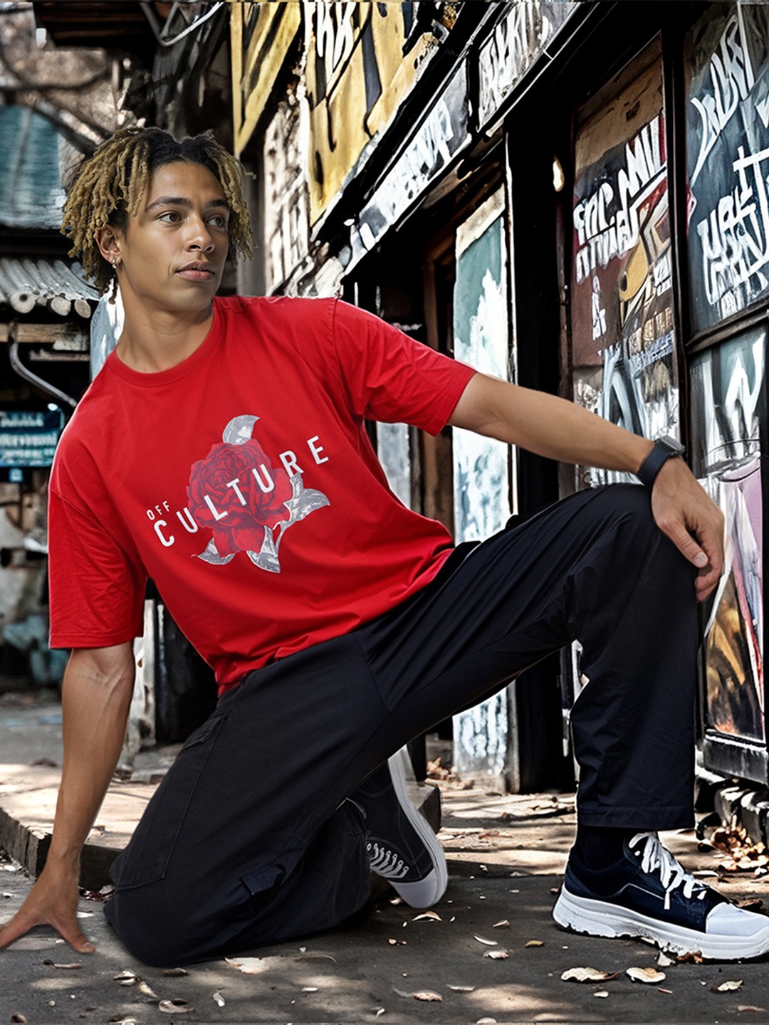 

Kook N Keech Men Typography Printed Pure Cotton Valentine Oversized T-shirt, Red