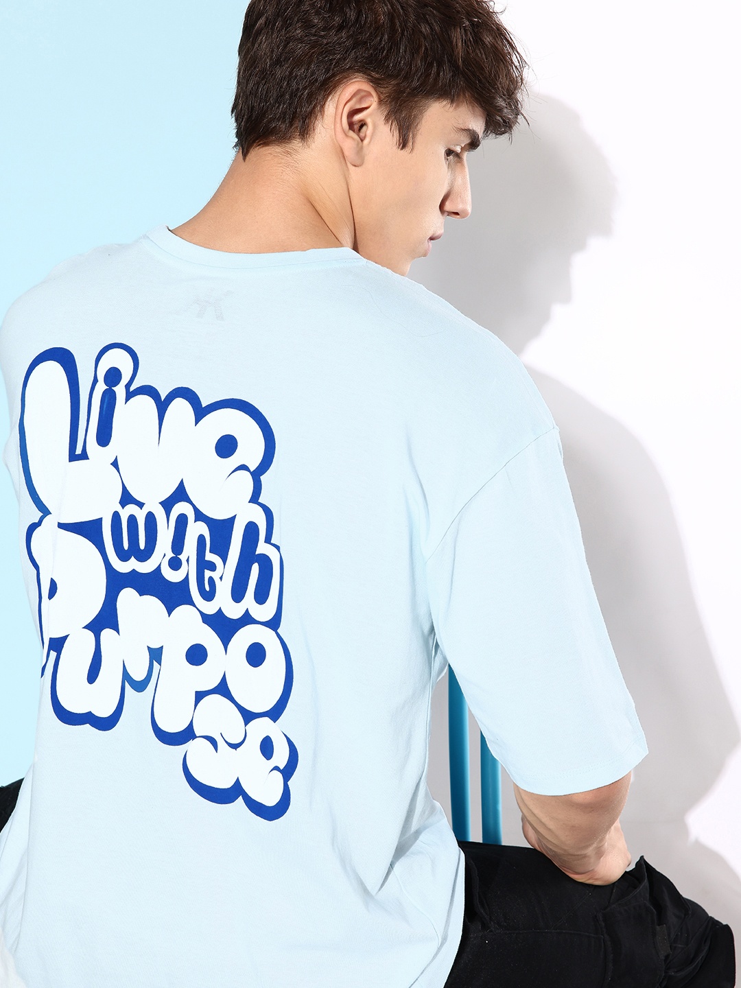 

Kook N Keech Minty Blue Printed Nostalgic Back to School Kidult Pure Cotton T-shirt