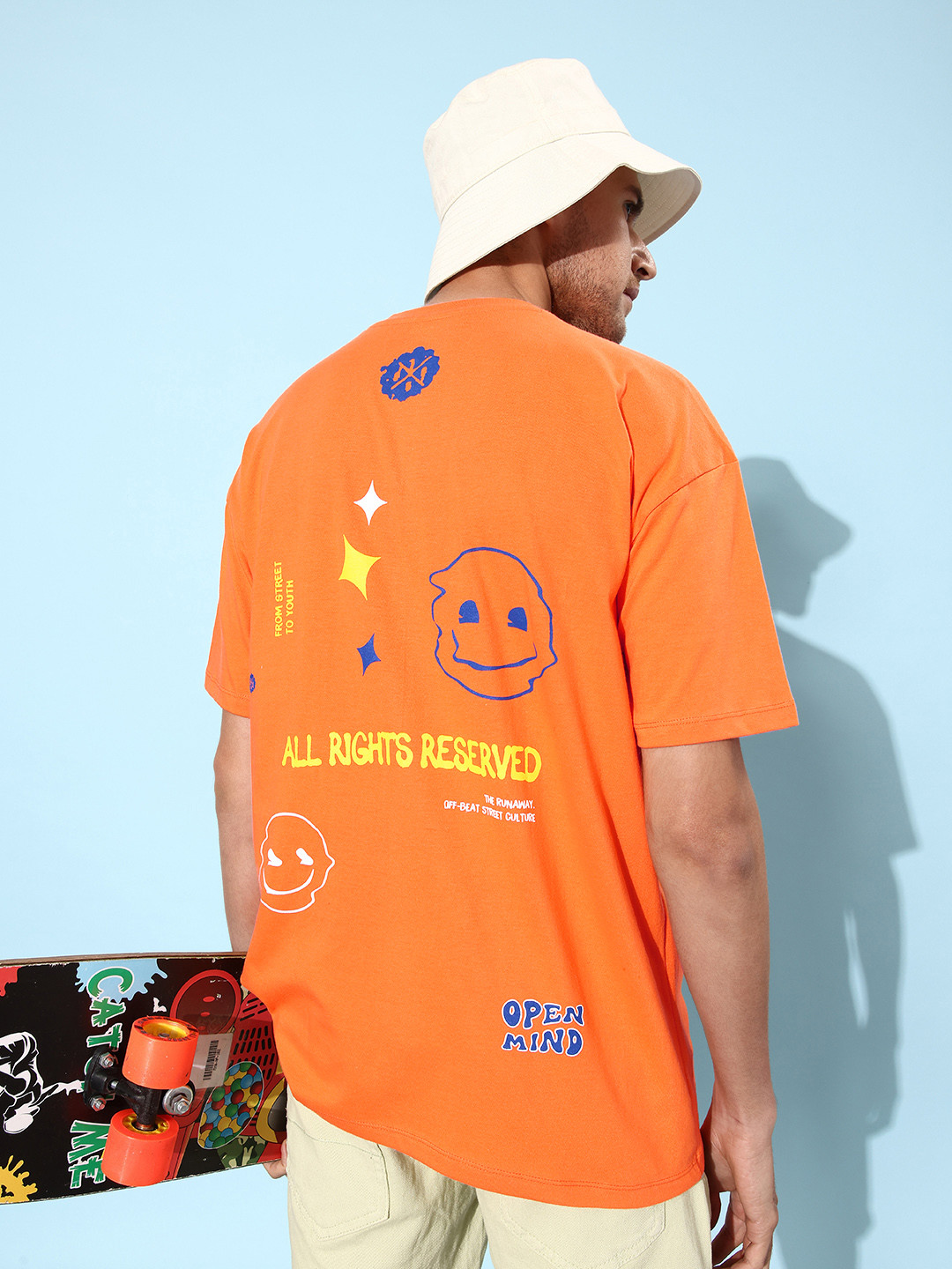 

Kook N Keech Emoji Men Tangerine Orange Pure Cotton Nostalgic Al-Clusive Clubhouse T-shirt