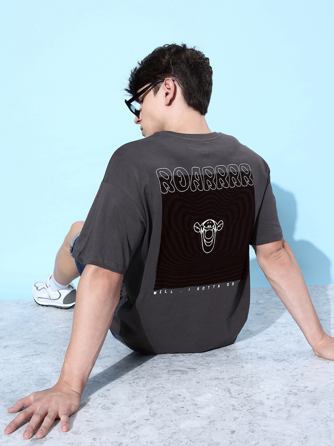 

Kook N Keech Disney Men Pure Cotton Typography Printed Drop-Shoulder T-shirt, Grey