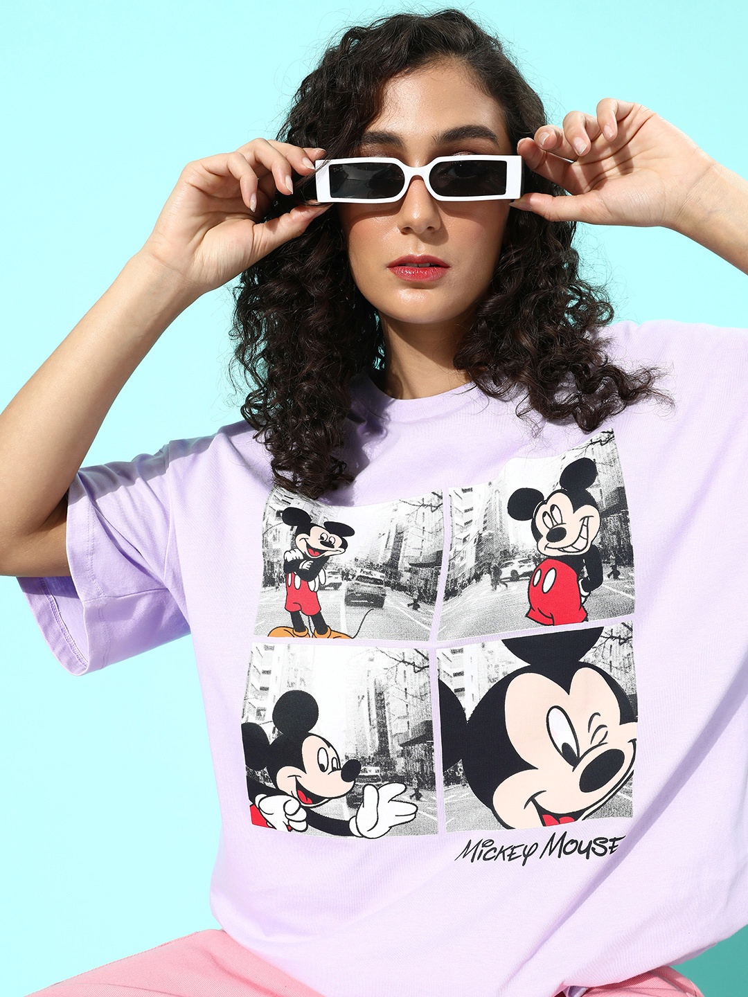 

Kook N Keech Disney Women Lilac Lavender Pure Cotton Poster Graphics T-shirt