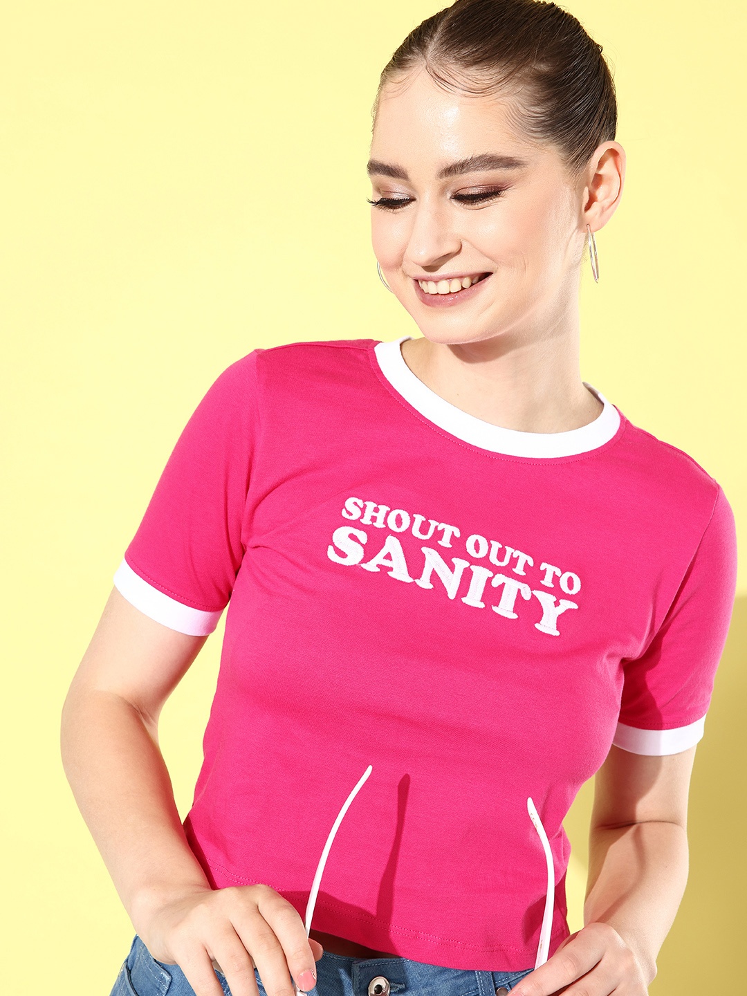 

Kook N Keech Sweet Pink Vacay Chill Graphic High Typography Pure Cotton T-shirt