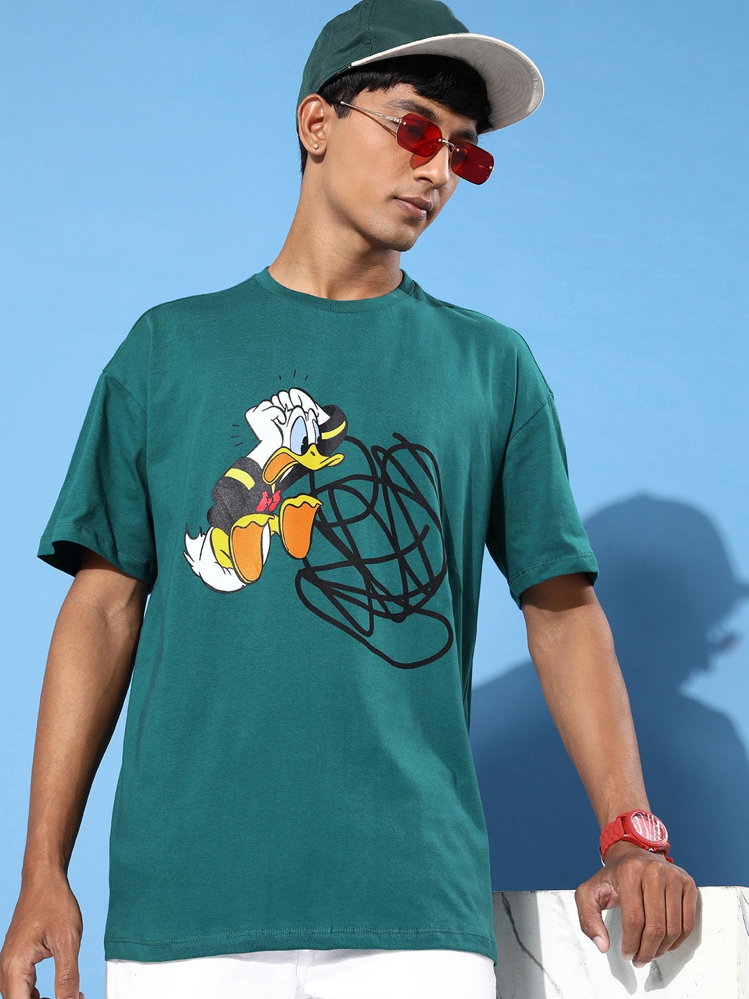 

Kook N Keech Disney Men Teal Green Pure Cotton Donald Duck Back to School Kidult T-shirt