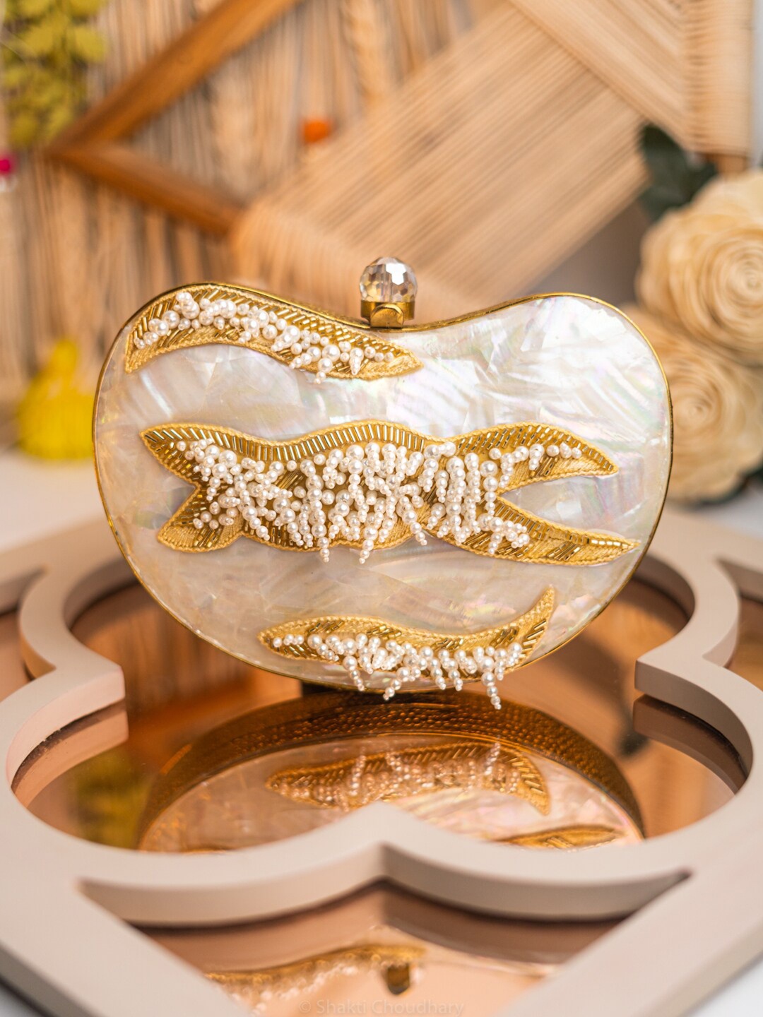 

NR By Nidhi Rathi Embellished Box Clutch, White