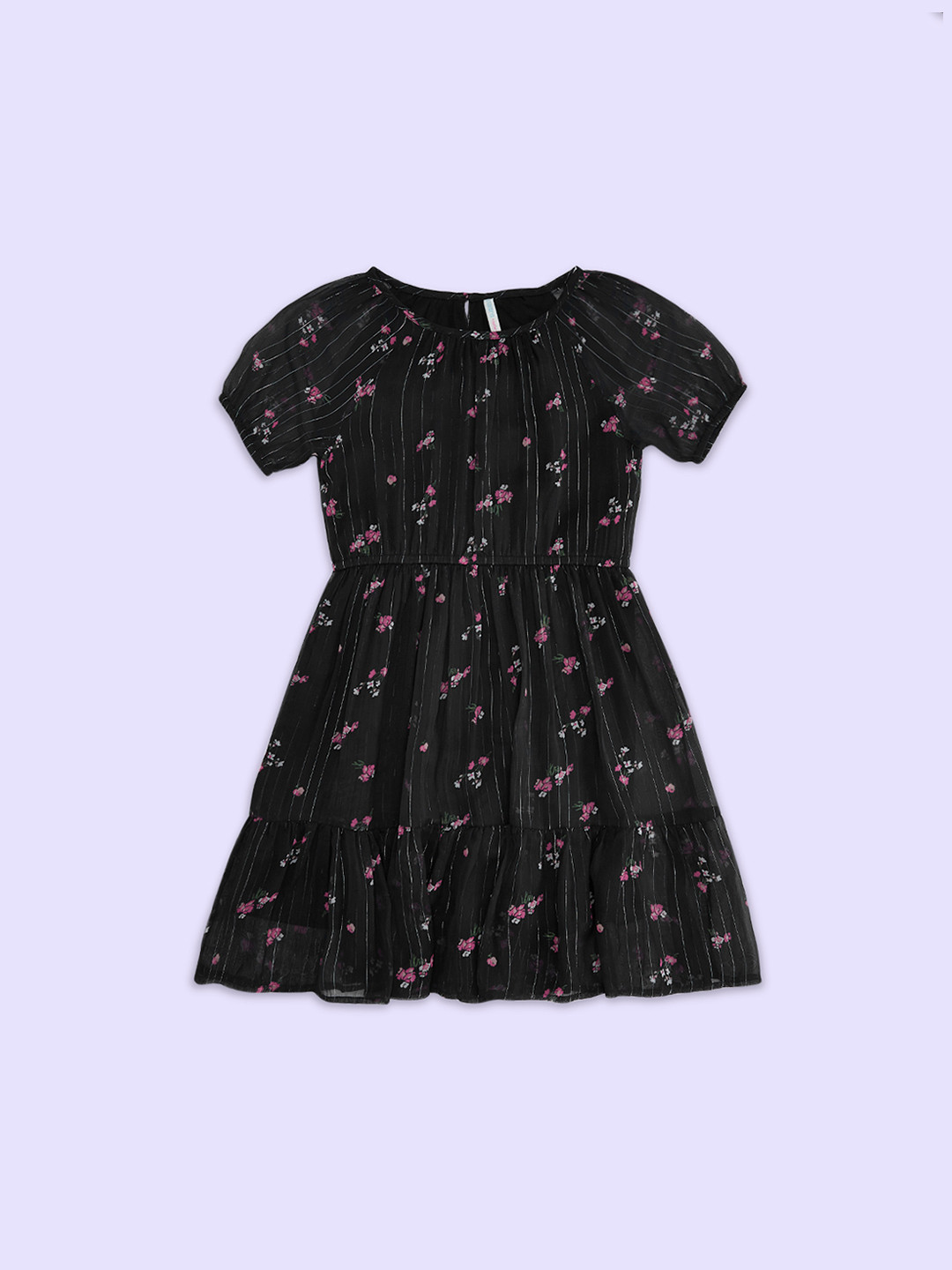 

Pantaloons Junior Floral Fit & Flare Cotton Dress, Black