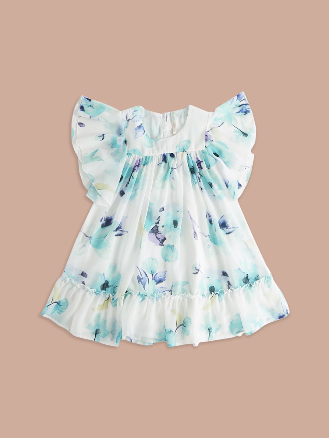 

Pantaloons Junior Floral Cotton A-Line Dress, White