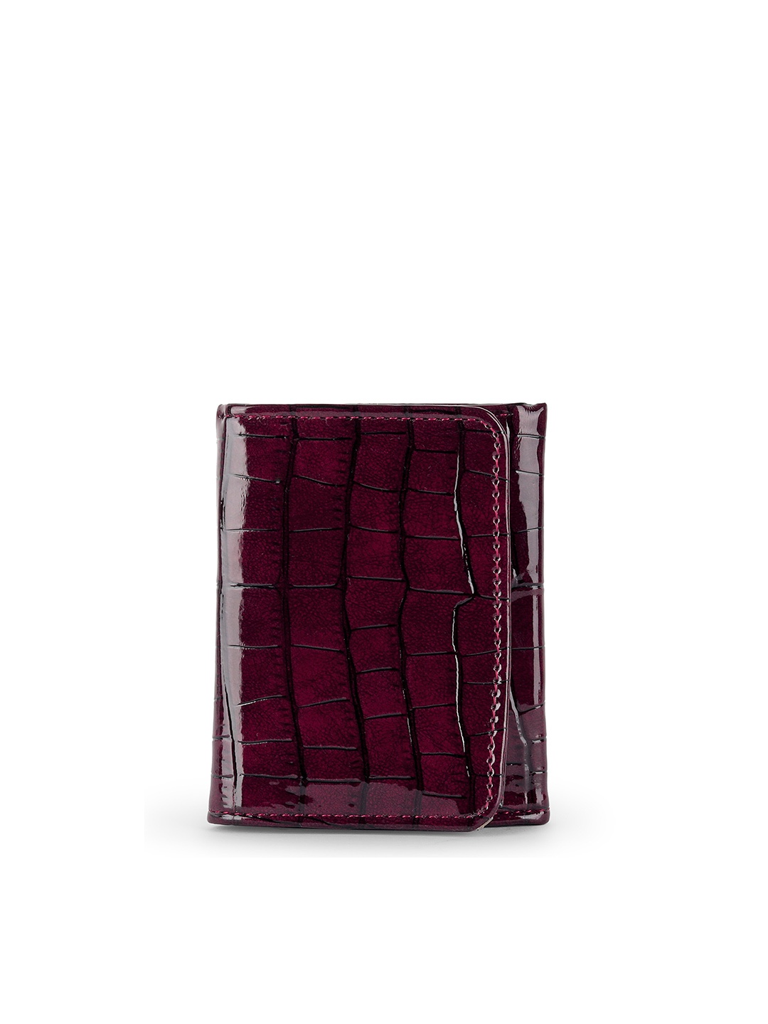 

TEAM 11 Women Textured Three Fold Wallet, Maroon