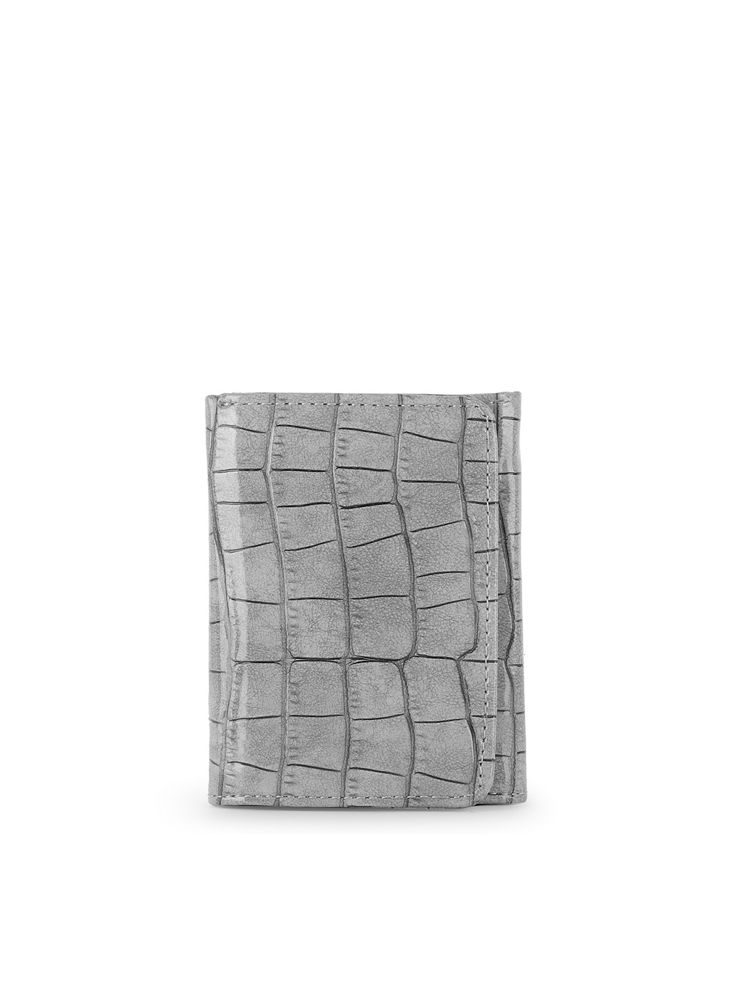 

TEAM 11 Women Textured Three Fold Wallet, Grey