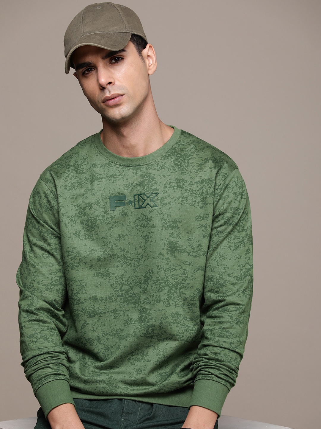 

FORCE IX Pure Cotton Printed Sweatshirt, Green