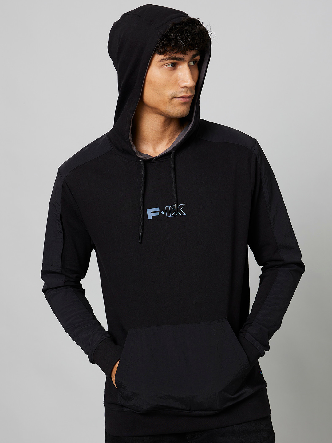 

FORCE IX Solid Hooded Sweatshirt, Black