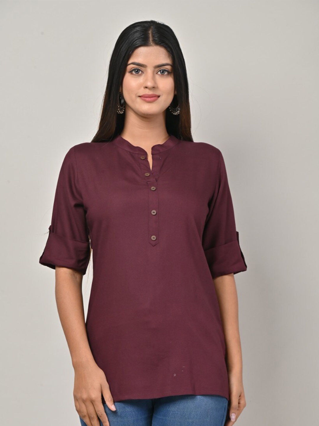 

Swasti Mandarin Collar Kurti, Maroon