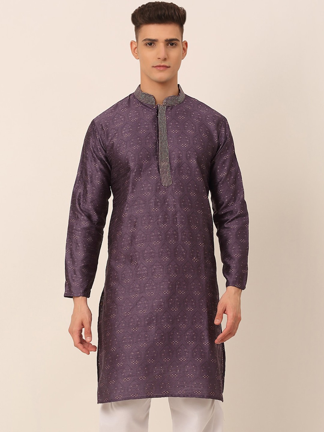 

Jompers Men Ethnic Motifs Kurta, Purple
