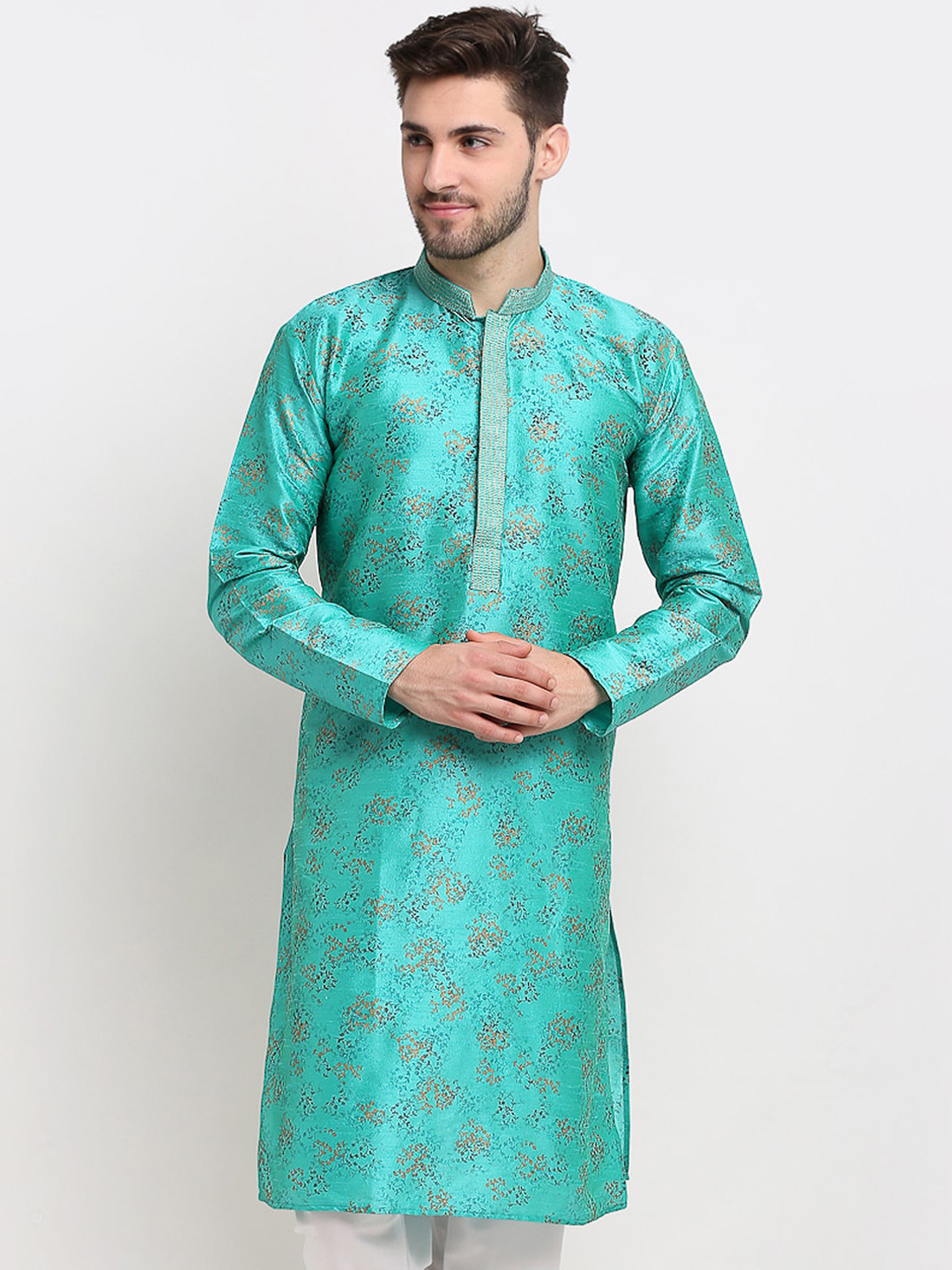 

Jompers Men Floral Printed Kurta, Green
