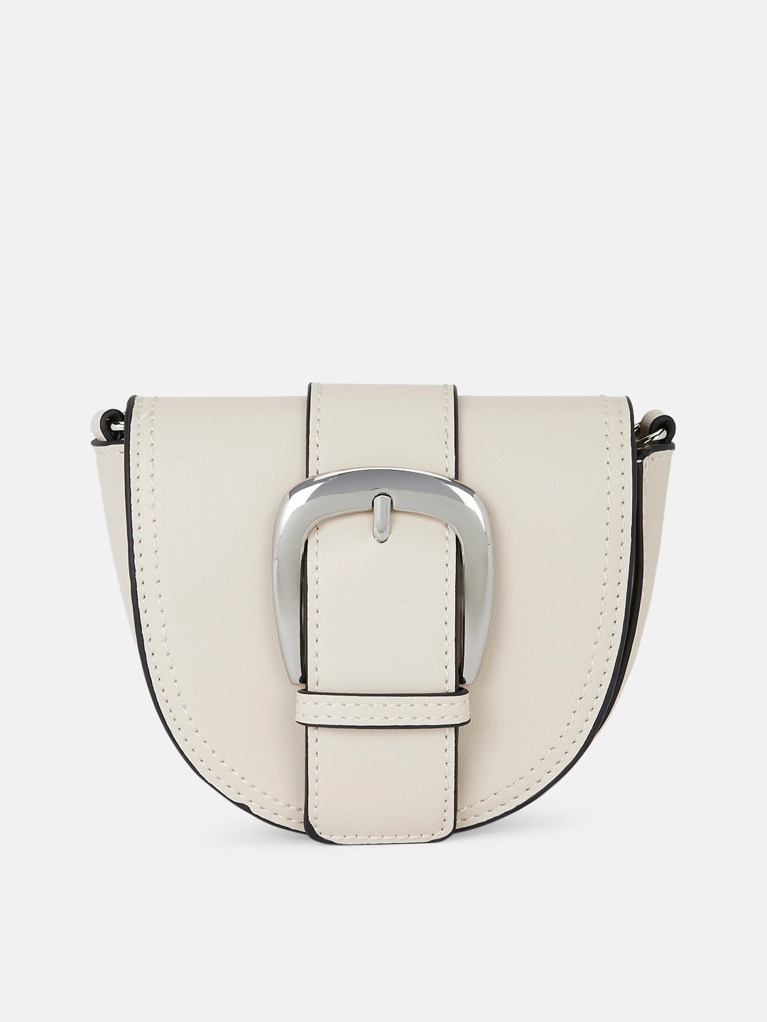 

Forever Glam by Pantaloons Buckle Detailed Half Moon Sling Bag, Off white
