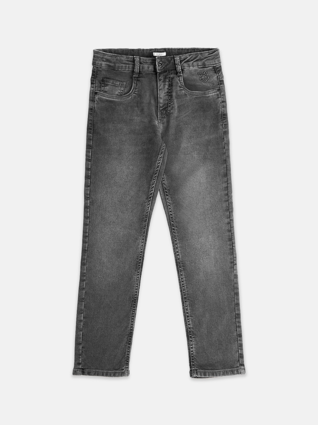 

Pantaloons Junior Kids Boys Straight Fit Light Fade Stretchable Jeans, Grey