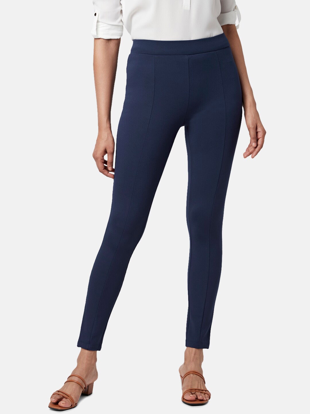

Annabelle by Pantaloons Women Skinny Fit Treggings, Navy blue