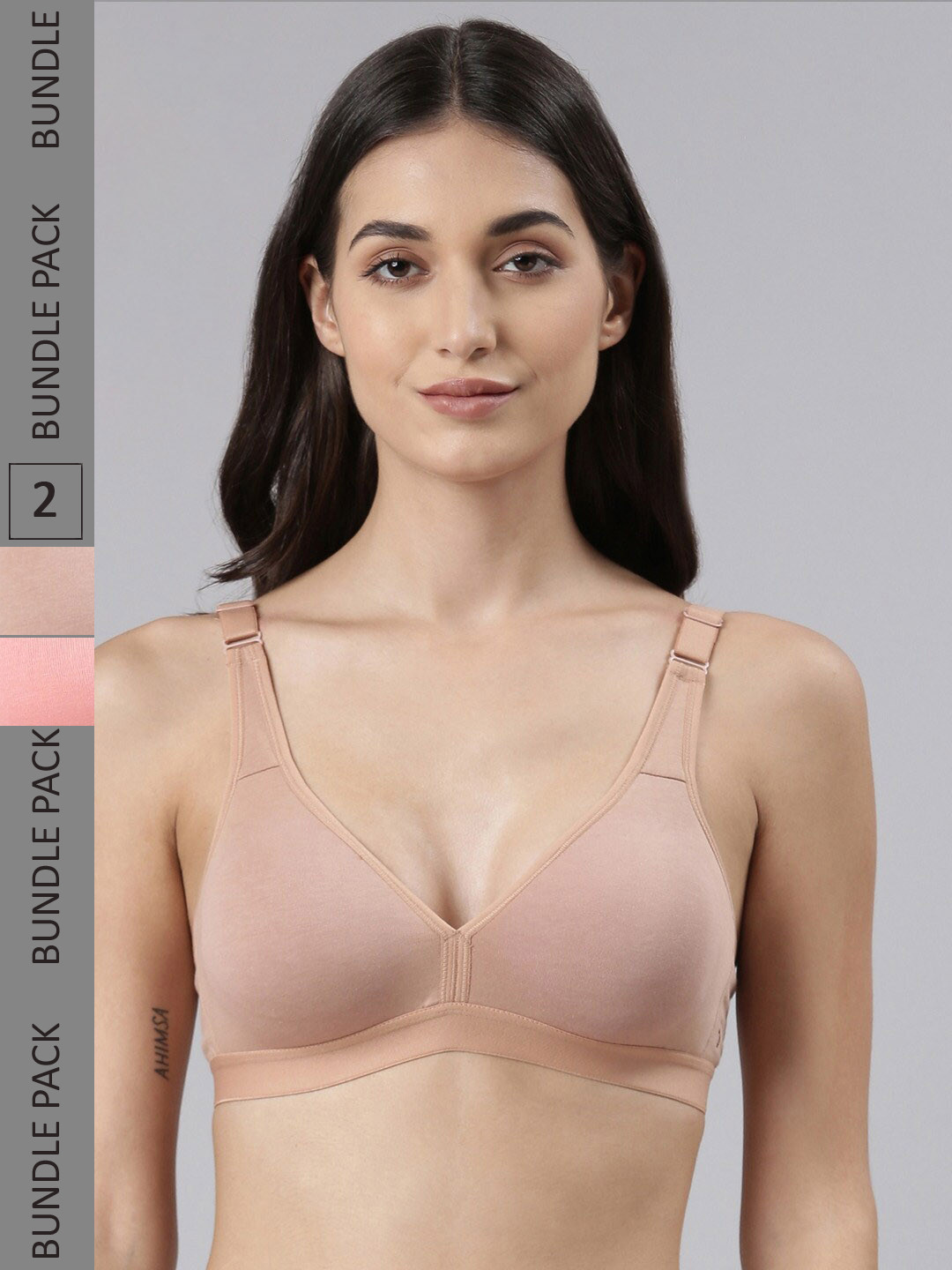 

Dollar Missy Pack Of 2 Non Padded Non-Wired Cotton Bra, Beige