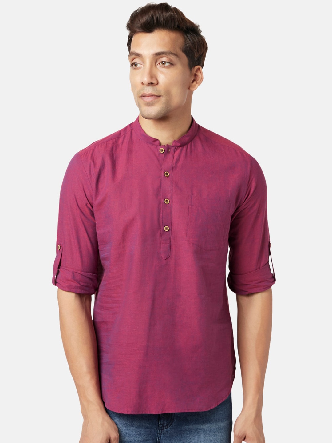 

indus route by Pantaloons Men Cotton Kurta, Purple