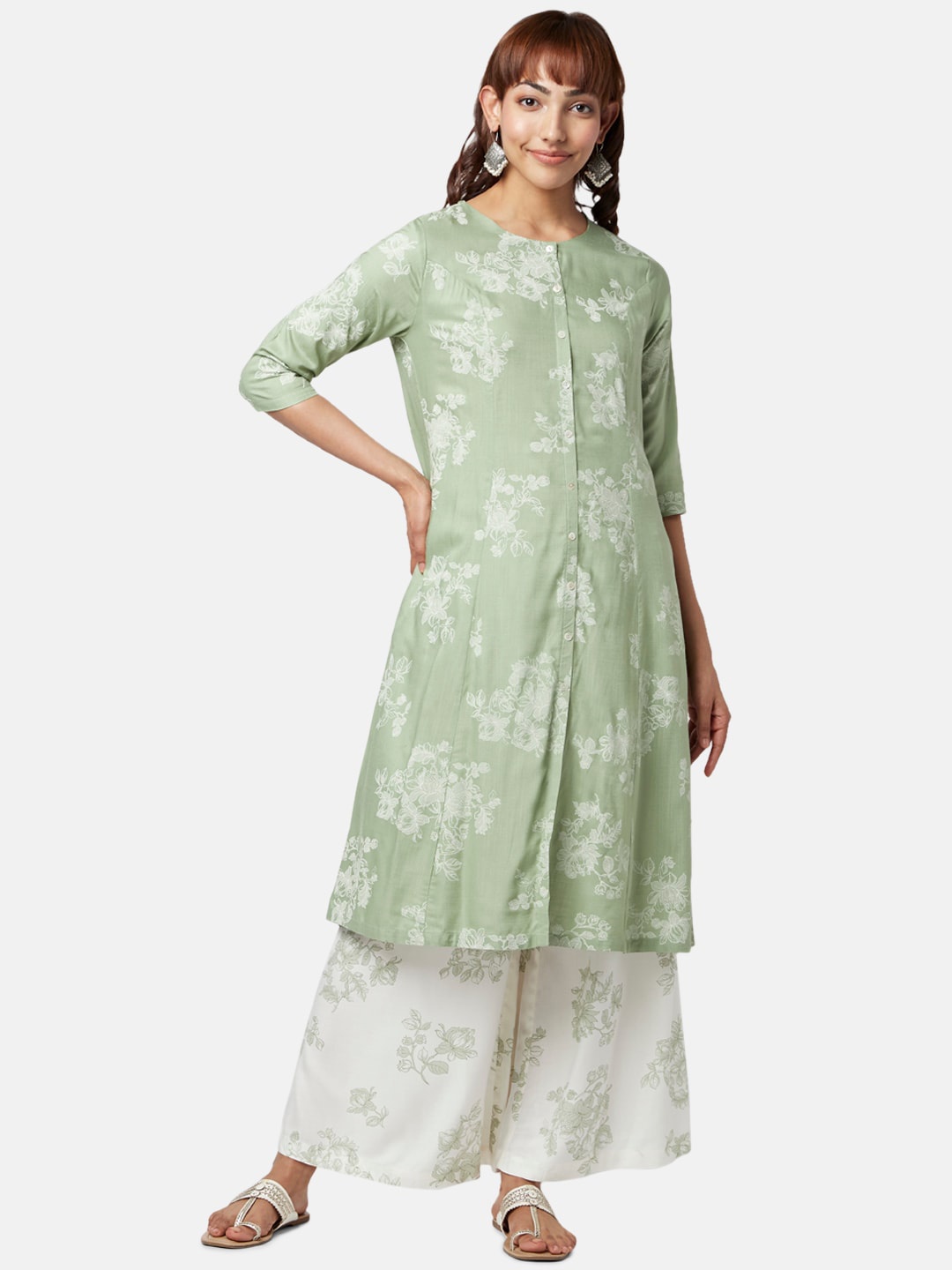 

RANGMANCH BY PANTALOONS Floral Printed Floral Kurta, Green
