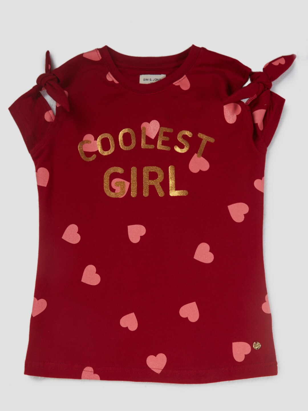 

Gini and Jony Girls Conversational Print Cotton Top, Red