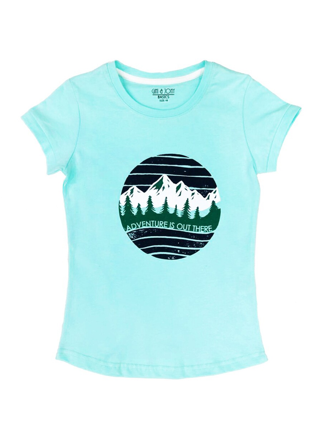 

Gini and Jony Girls Graphic Printed Cotton Top, Blue