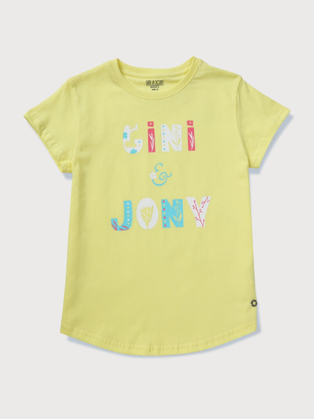 

Gini and Jony Girls Typography Printed Cotton Top, Yellow