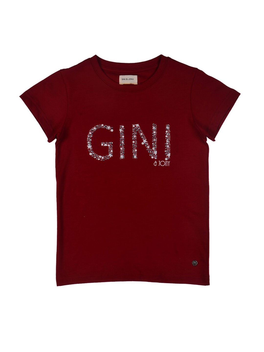 

Gini and Jony Girls Printed Cotton Top, Maroon