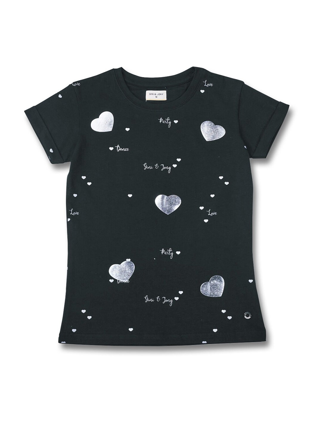 

Gini and Jony Girls Printed Cotton Top, Black