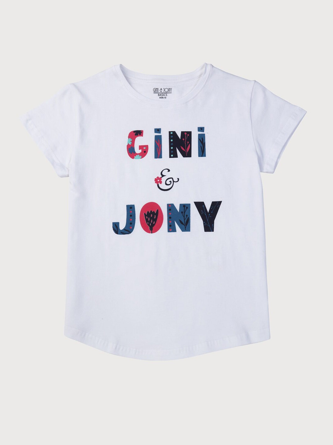 

Gini and Jony Girls Typography Printed Cotton T-shirt, White