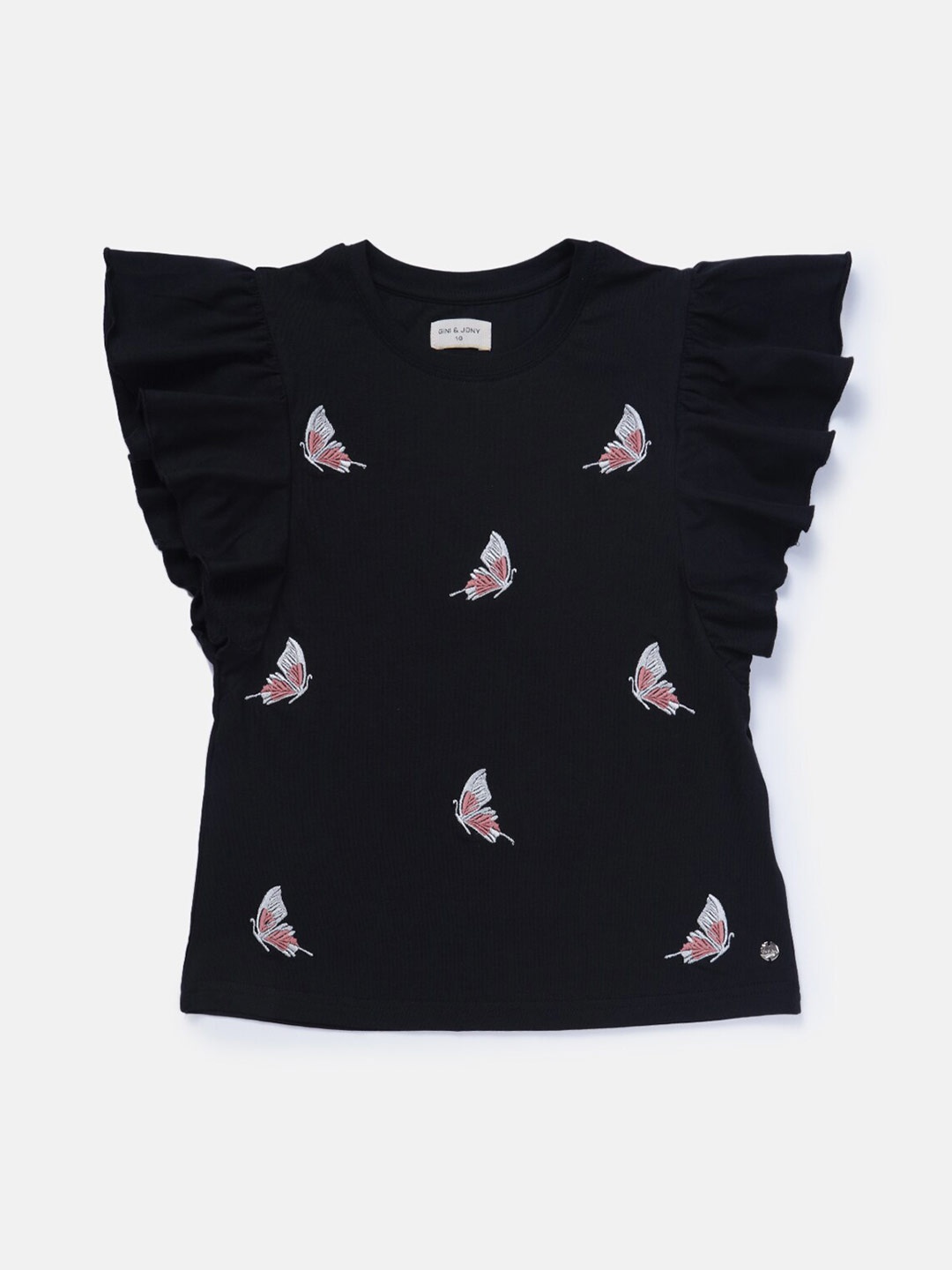 

Gini and Jony Girls Conversational Print Cotton Top, Black