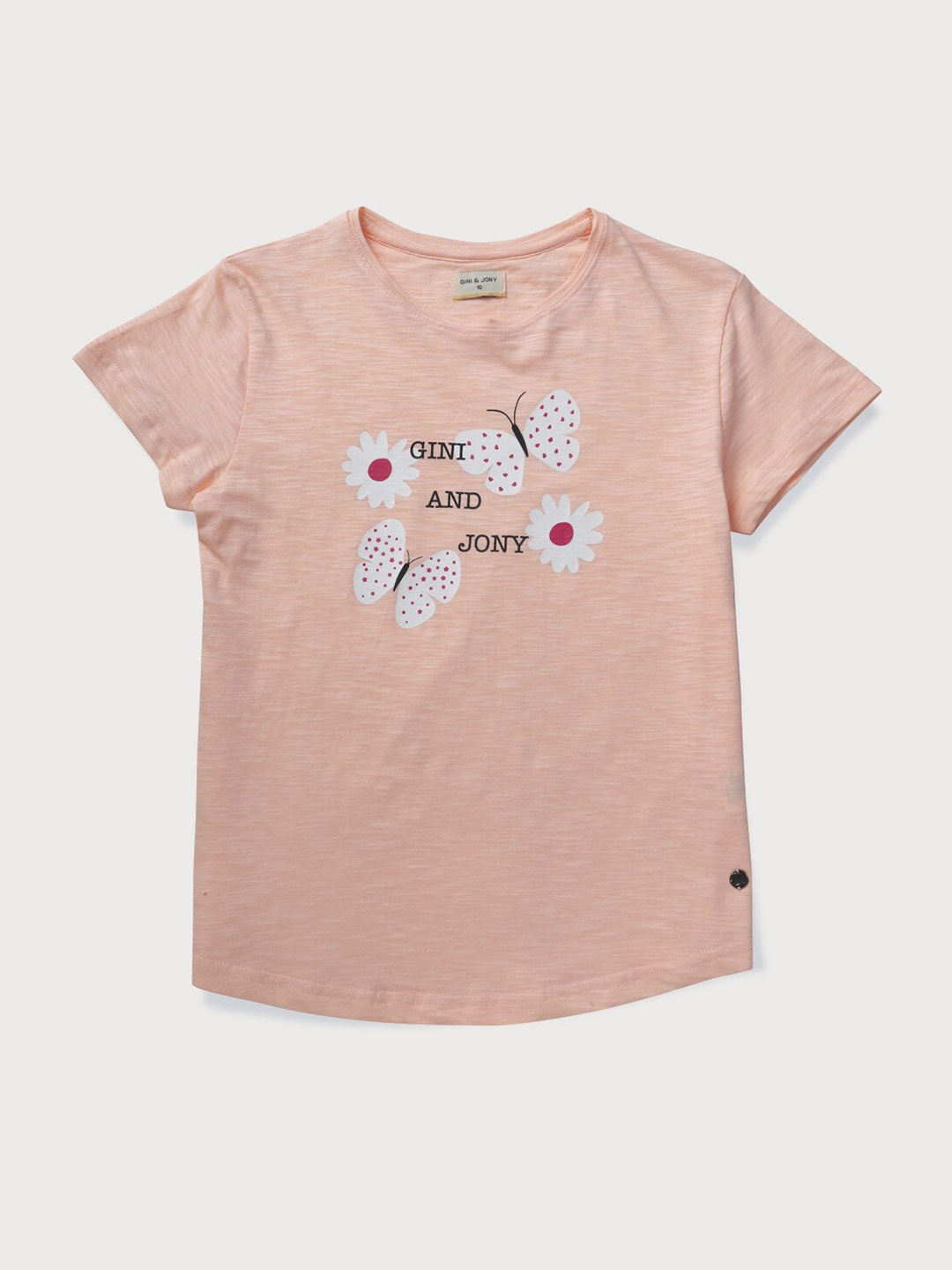 

Gini and Jony Peach-Coloured Print Top