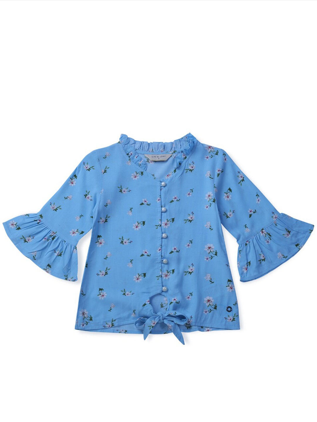 

Gini and Jony Girls Floral Print Cotton Top, Blue